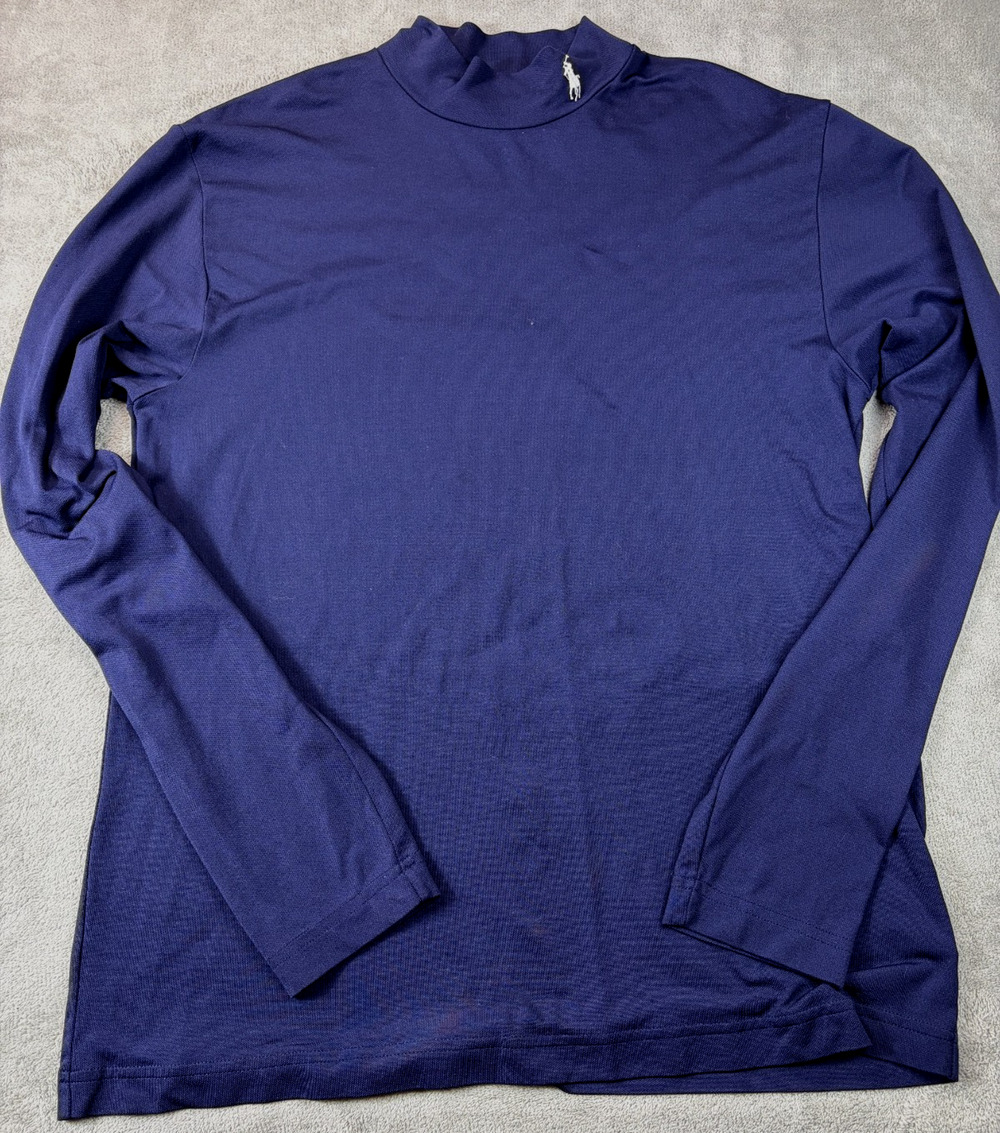 Polo Golf Ralph Lauren Men’s Blue Solid Mock Neck Stretch Pullover L Nylon